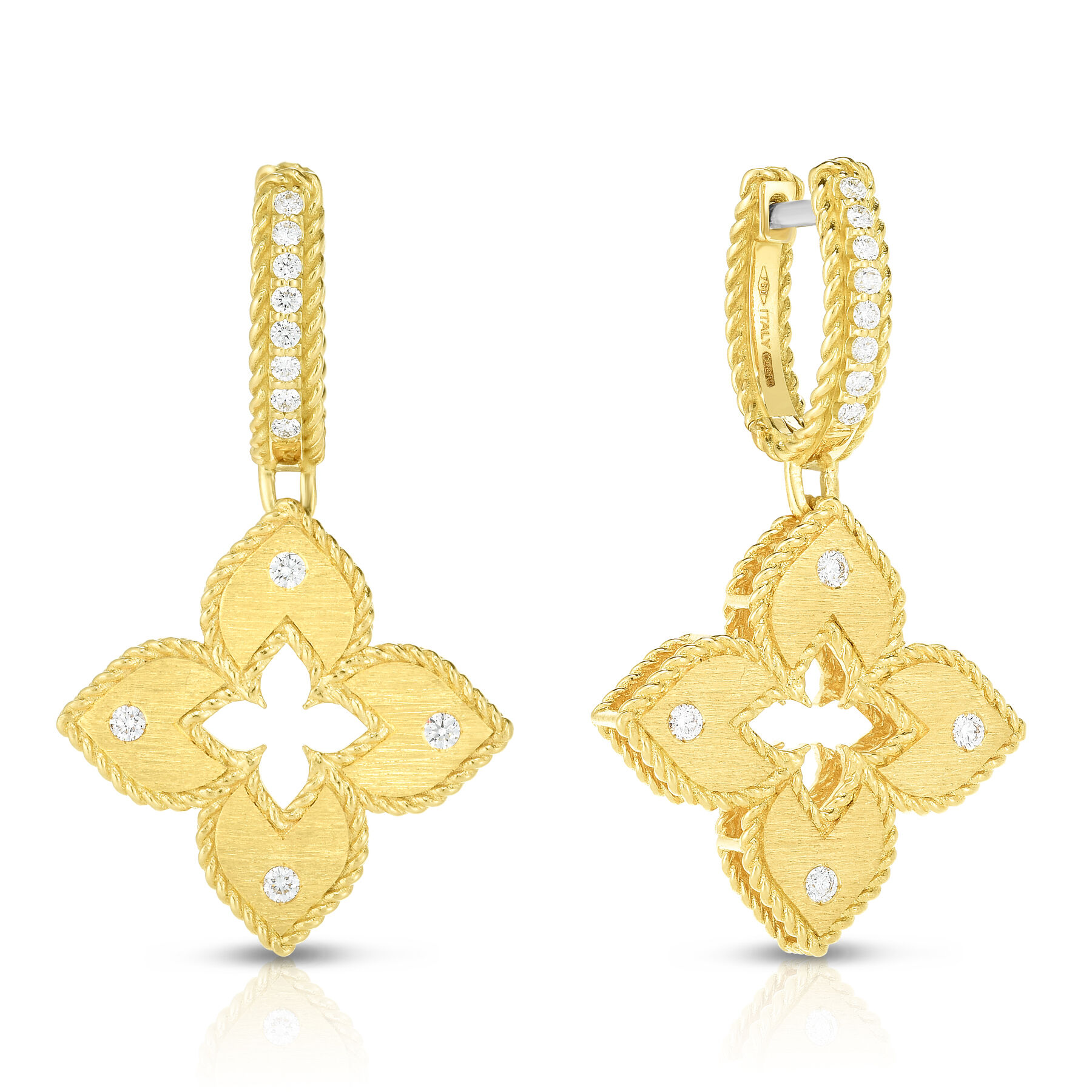 18k Yellow Gold Petite Venetian Diamond Drop Earrings