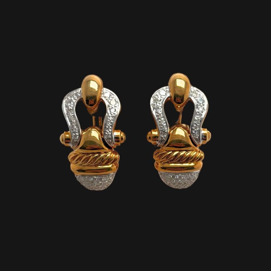 18k Two Tone Diamond Earrings