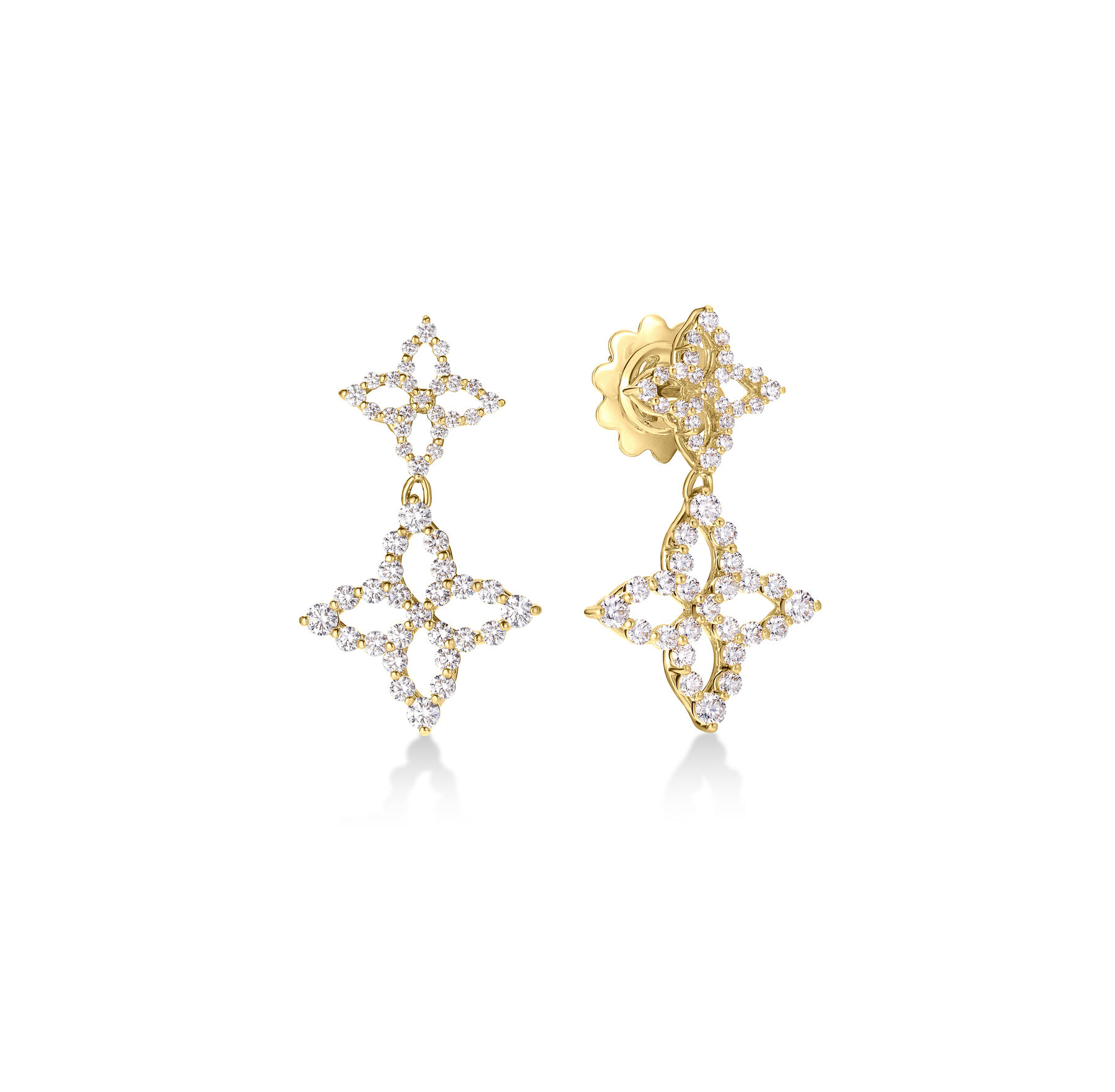 18k Yellow Gold Diamond Princess Diamond Earrings