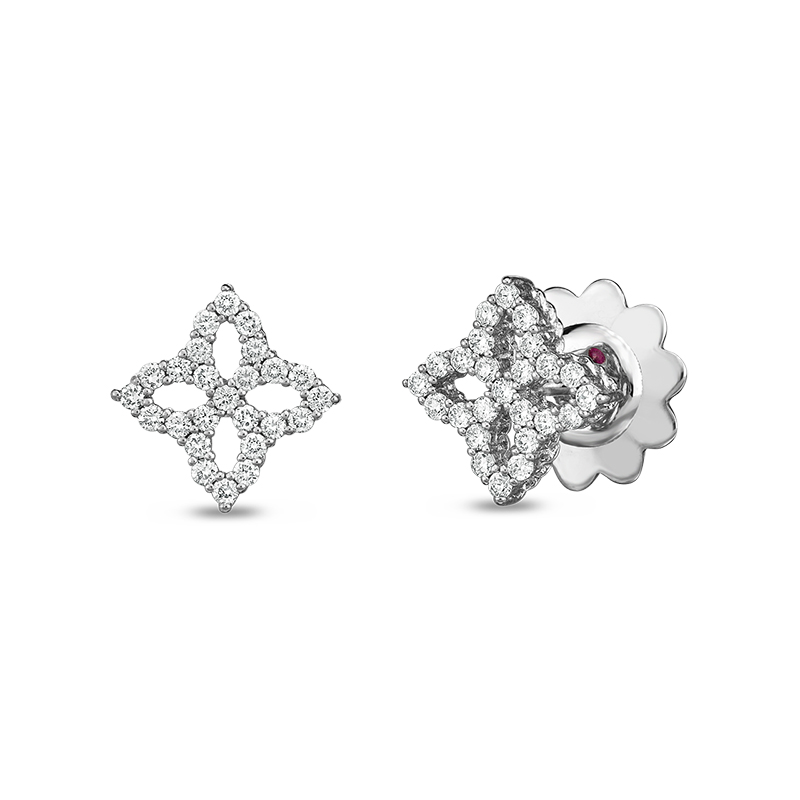 18k White Gold Diamond Princess Diamond Earrings