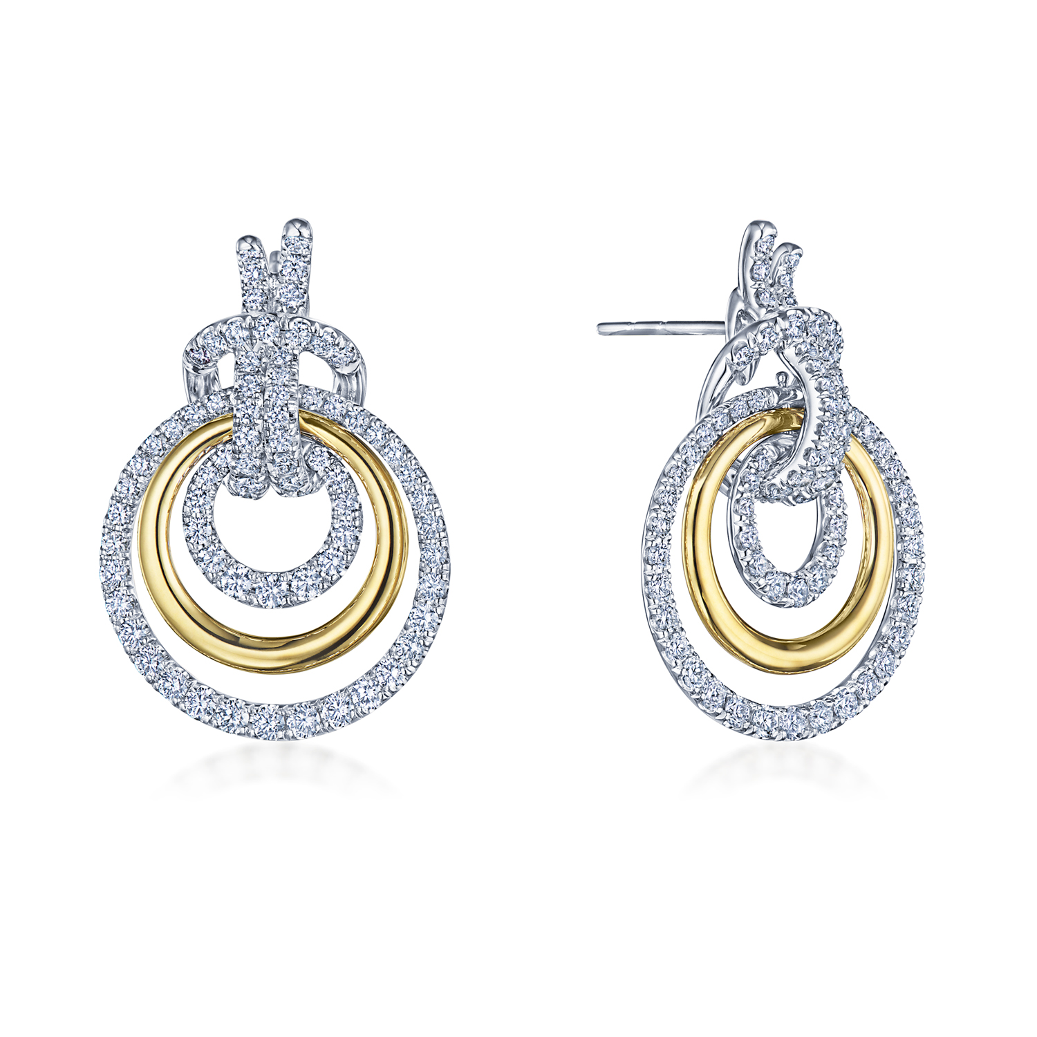 18k Two Tone Entwine Diamond Earrings