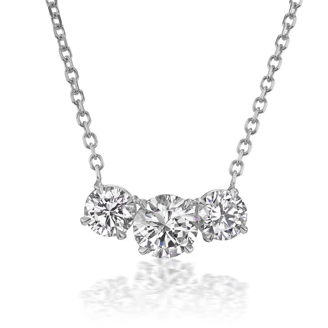 18k White Gold Diamond Prong Set Pendant Necklace