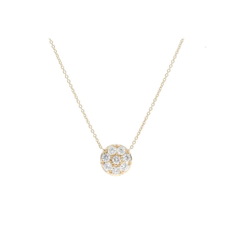 14k Yellow Gold Flower Shape Diamond Pendant Necklace