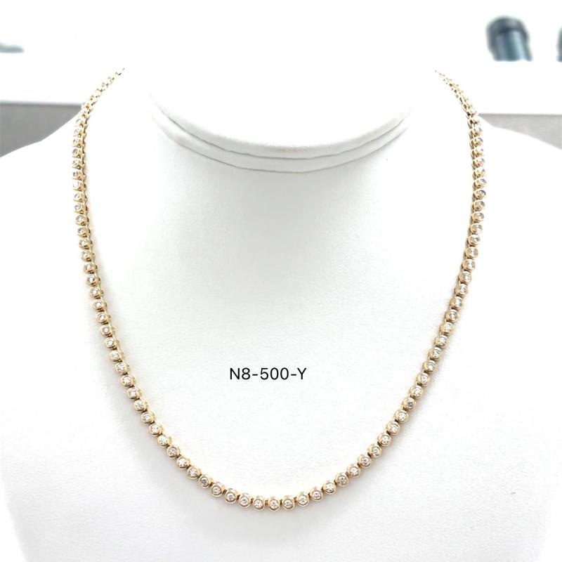 14k Yellow Gold Bezel Set Tennis Necklace