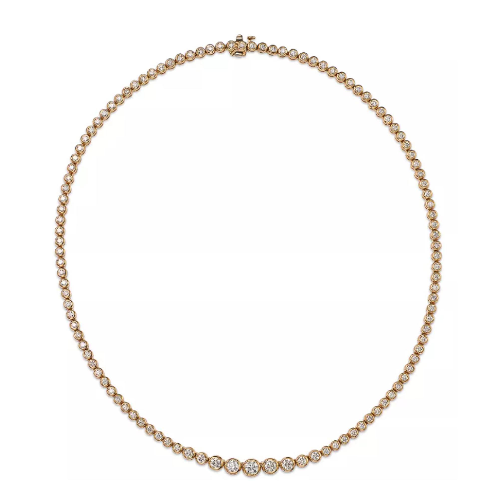 14k Yellow Gold Bezel Set Tennis Necklace