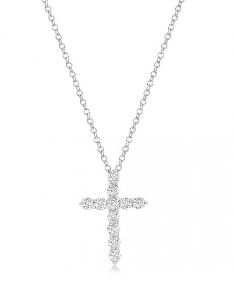 14k White Gold 0.33ctw Diamond Cross Pendant Necklace