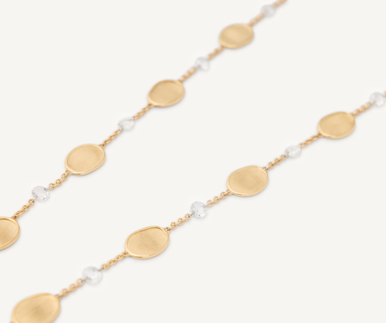 18k Yellow Gold Lunaria Diamond Alternating Gold Leaf Necklace
