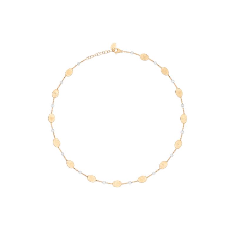 18k Yellow Gold Lunaria Diamond Alternating Gold Leaf Necklace