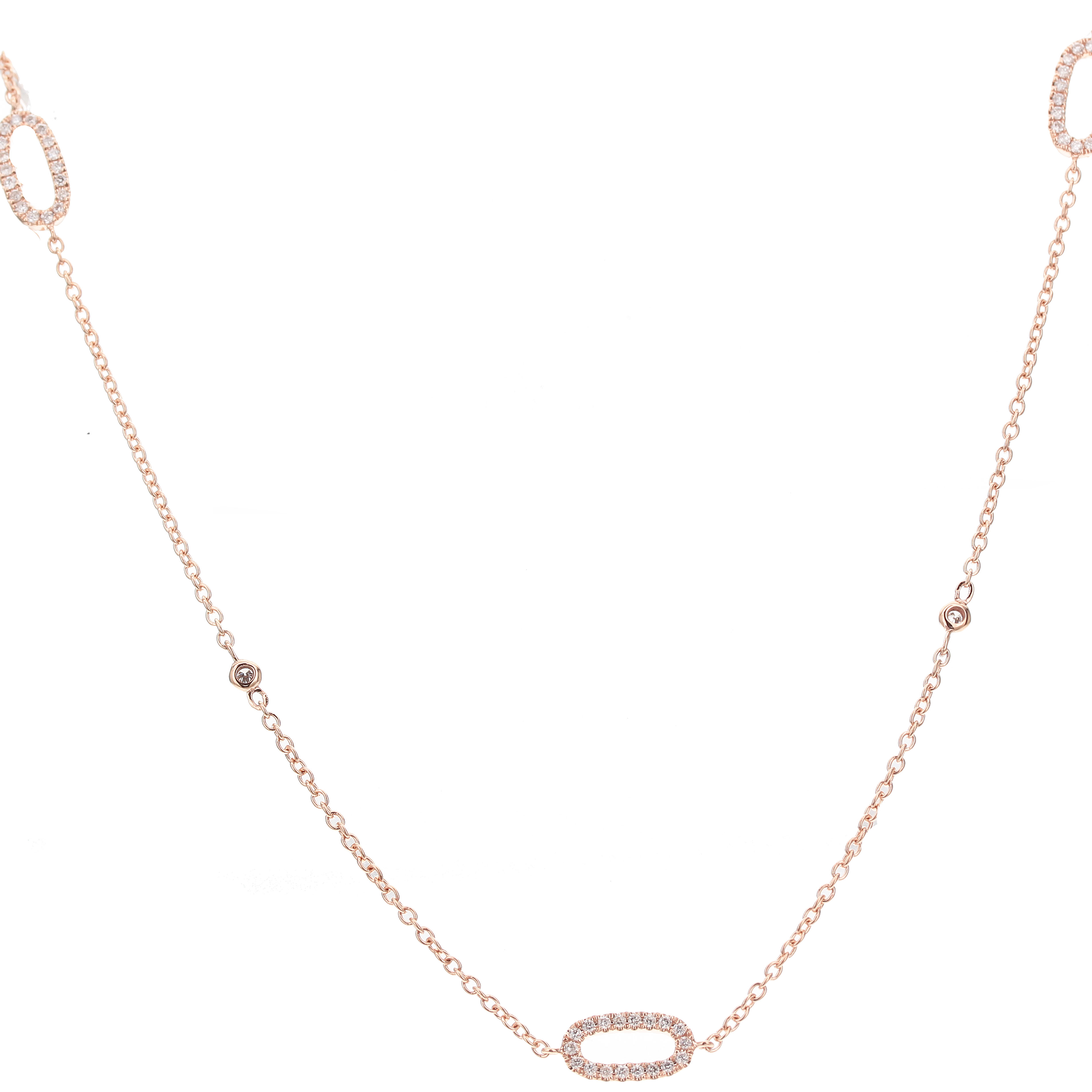 18k Yellow Gold Diamonds, Oval St Oval Station N Necklace