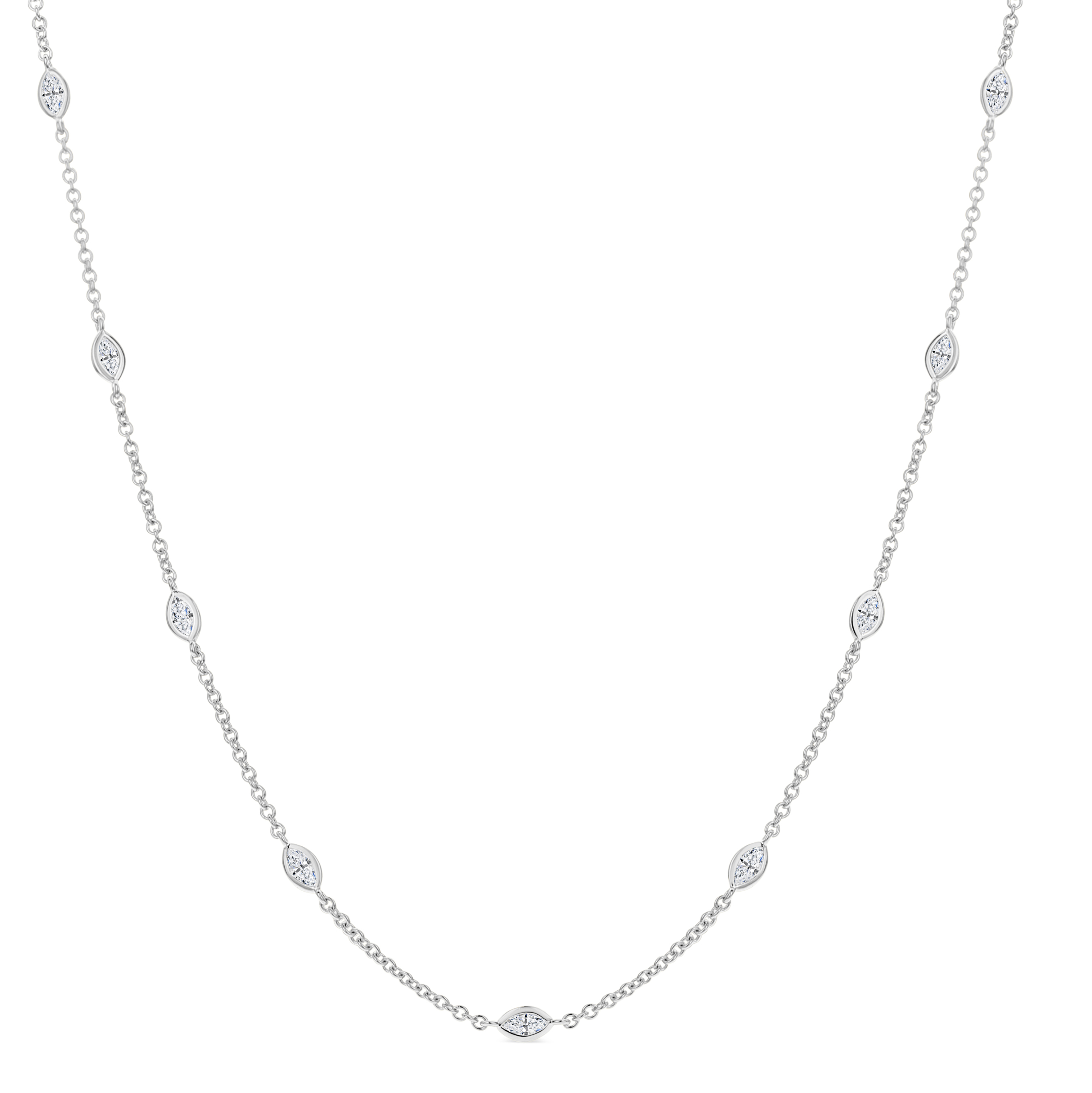 18k White Gold Diamond Station Necklace