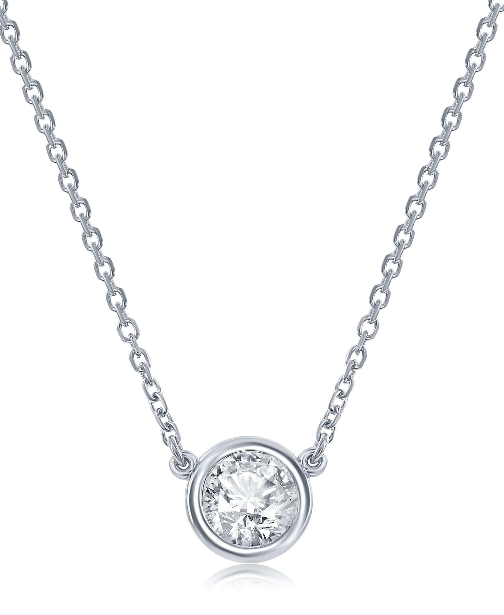 14k White Gold 0.10ctw Diamond Solitaire Necklace