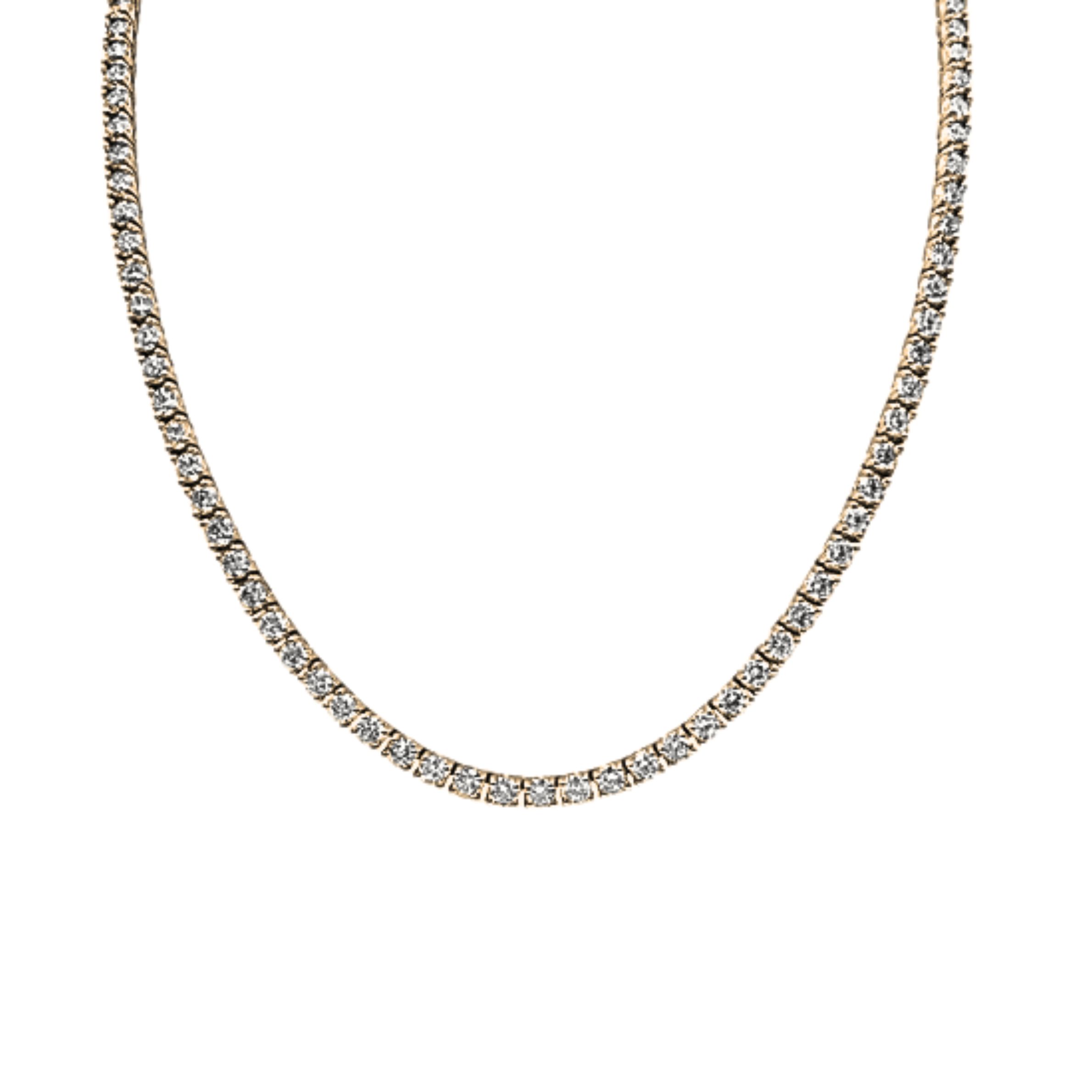14k Yellow Gold 9.00ctw Diamond Tennis Necklace