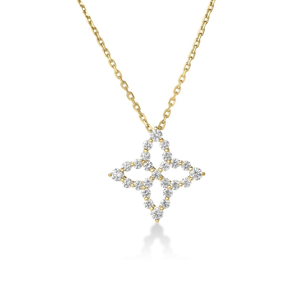 18k Yellow Gold Princess Diamond Outline Necklace