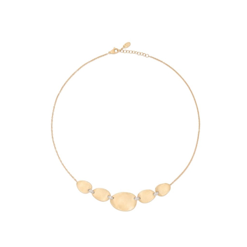 18k Two Tone Lunaria Five Leaf Pave Accented Necklace