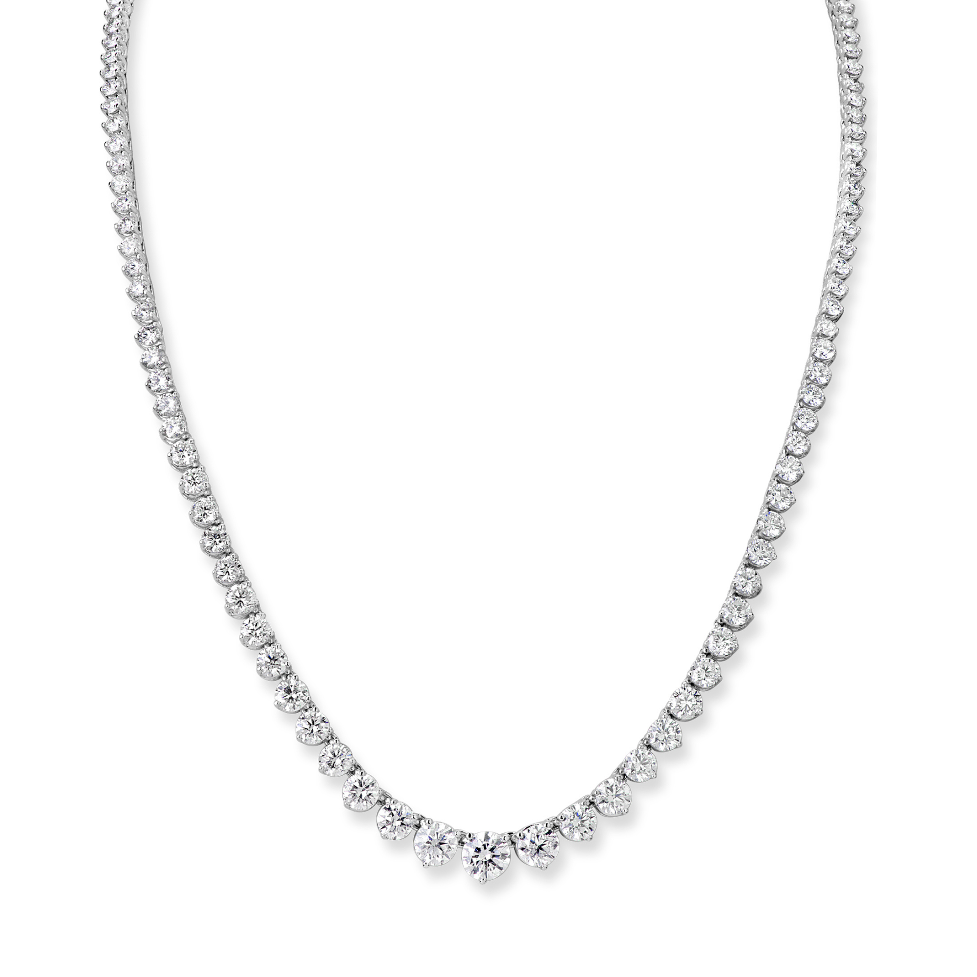 14k White Gold Diamond Graduated Necklace