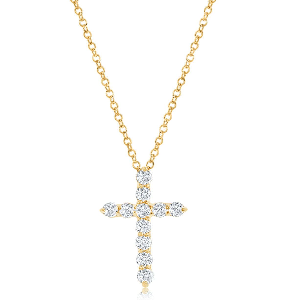 14k Yellow Gold 0.33ctw Diamond Cross Pendant Necklace