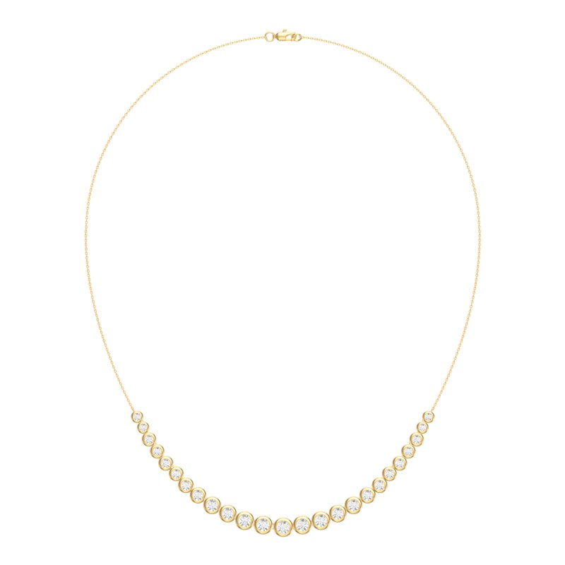 14k Yellow Gold Diamond Graduated Bezel Necklace