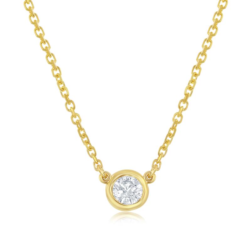 14k Yellow Gold Diamond Solitaire Necklace