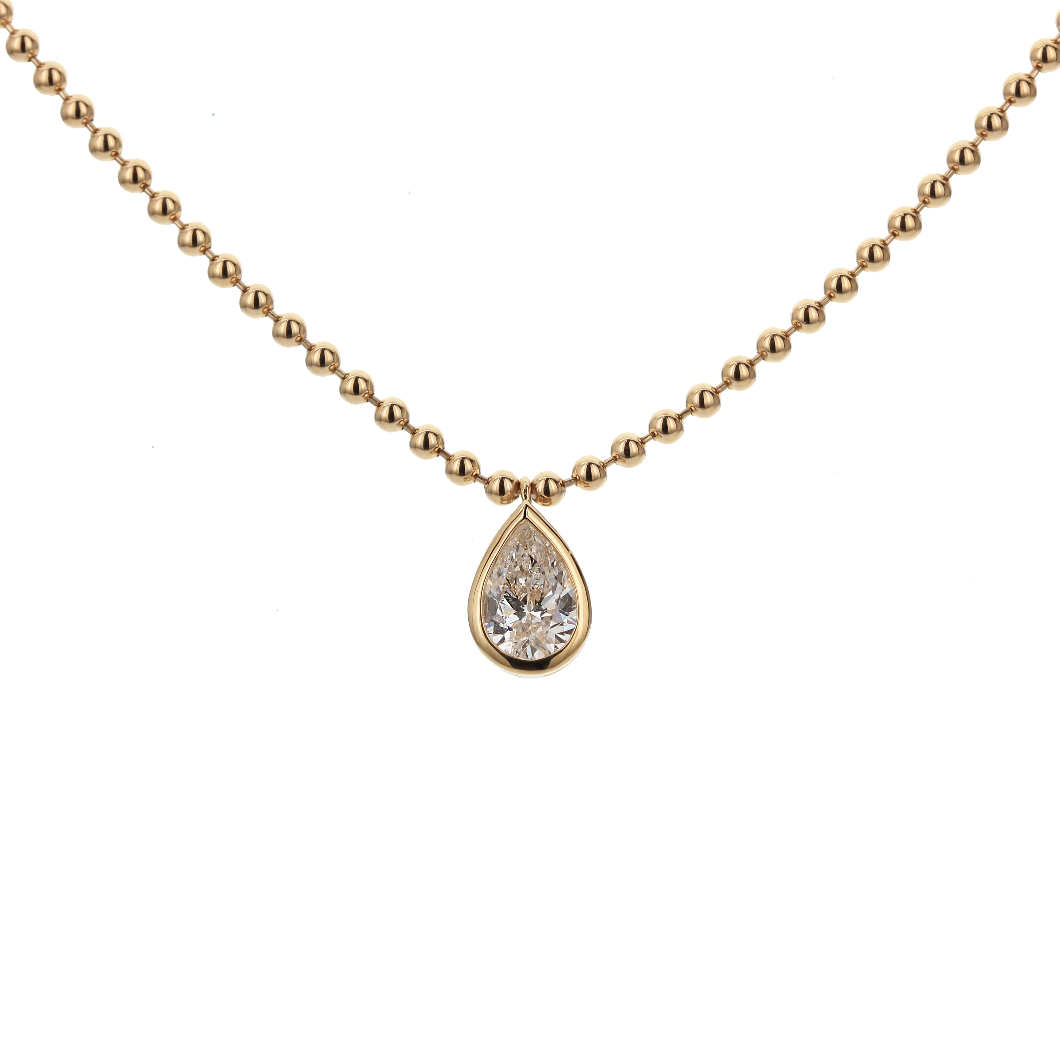 18k Yellow Gold Drop Pear Necklace