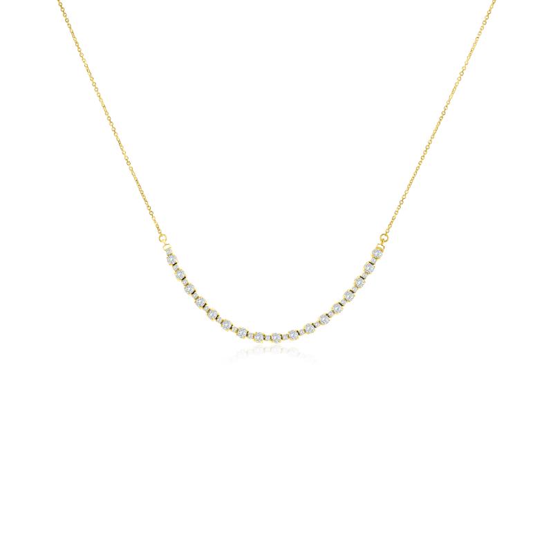 14k Yellow Gold Alternating Diamond Bar Necklace