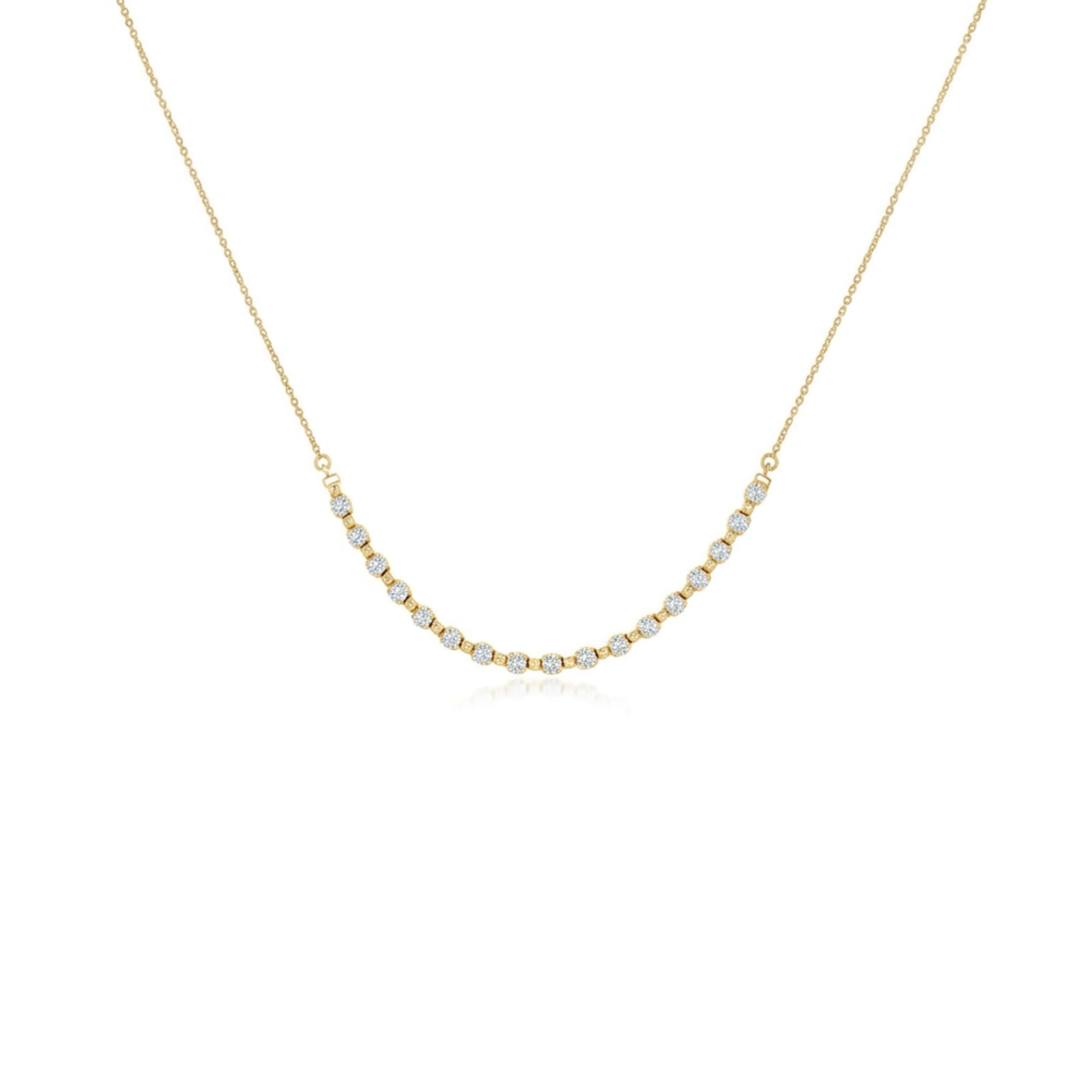 14k Yellow Gold Alternating Diamond Bar Necklace