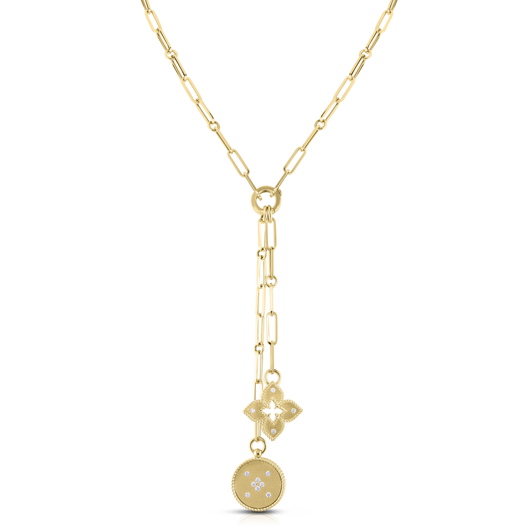 18k Yellow Gold Venetian Princess Double Medallion Necklace