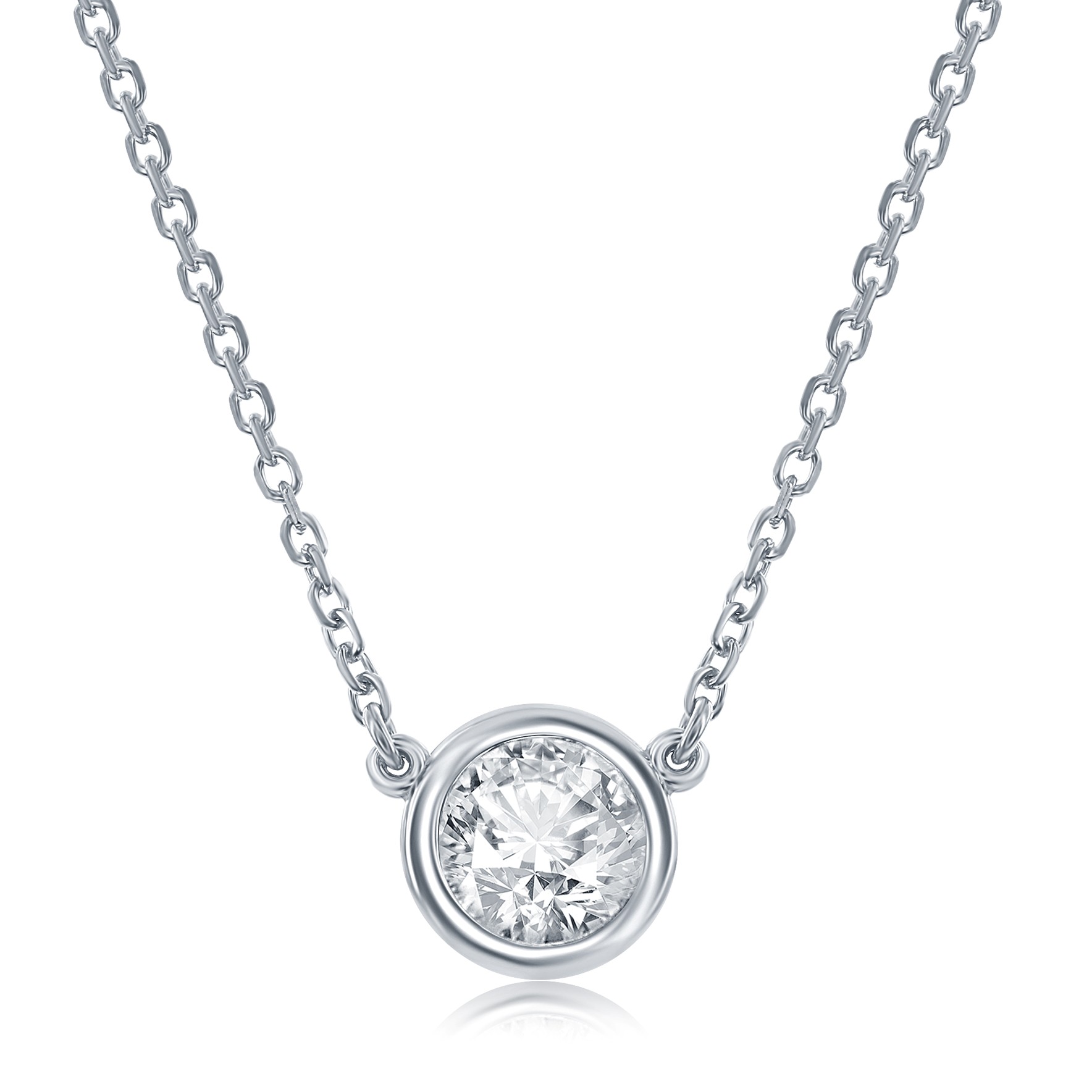 14k White Gold Diamond 0.40ctw Solitaire Necklace