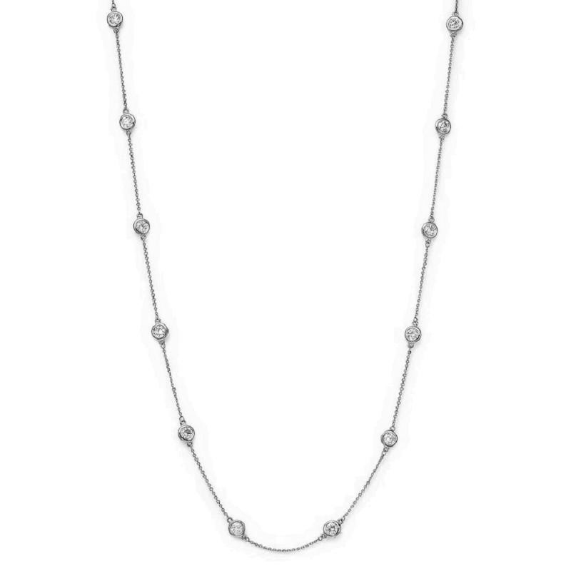 14k White Gold 0.30ctw Bezel Set Diamonds By The Yard Necklace