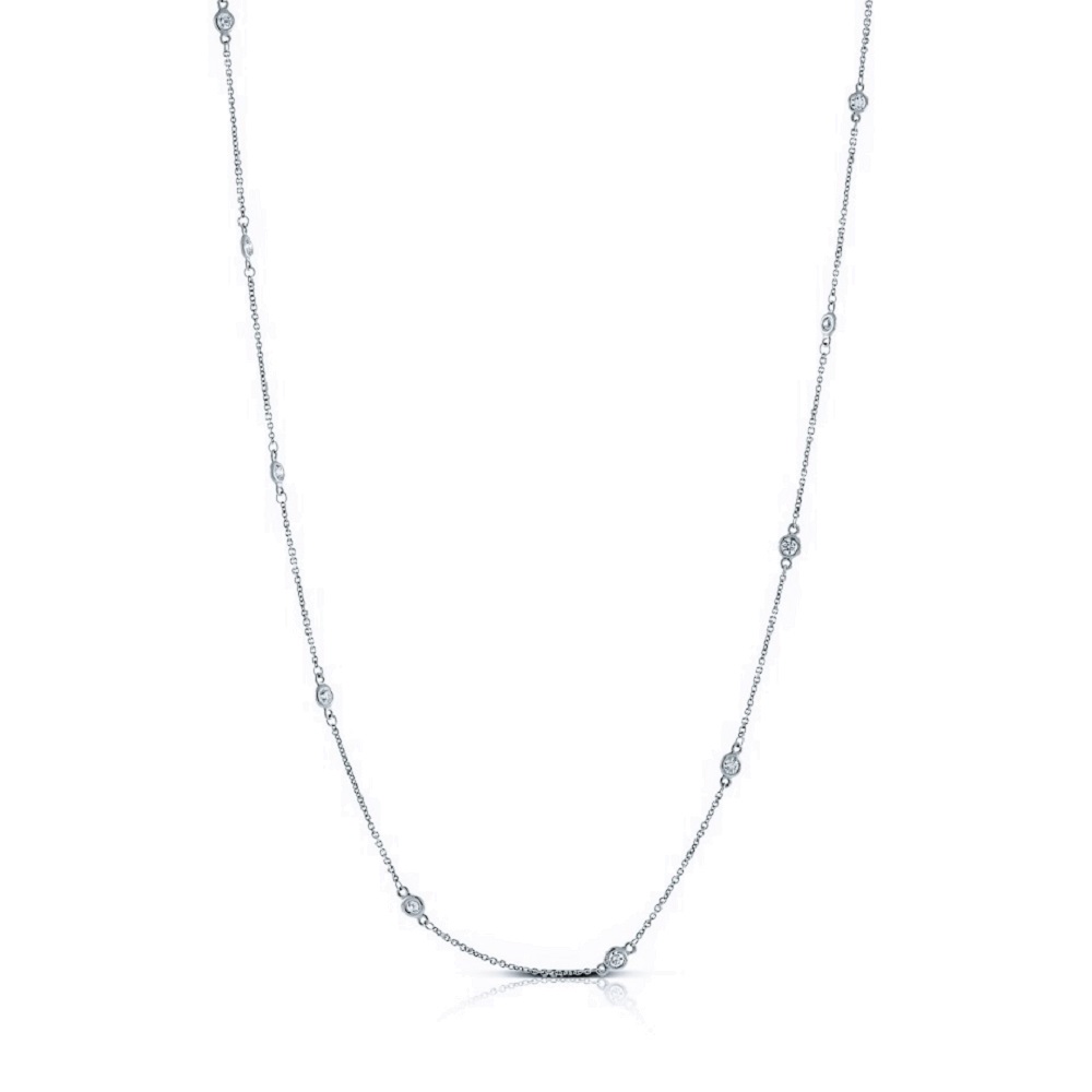 14k White Gold Diamond By The Yard Necklace