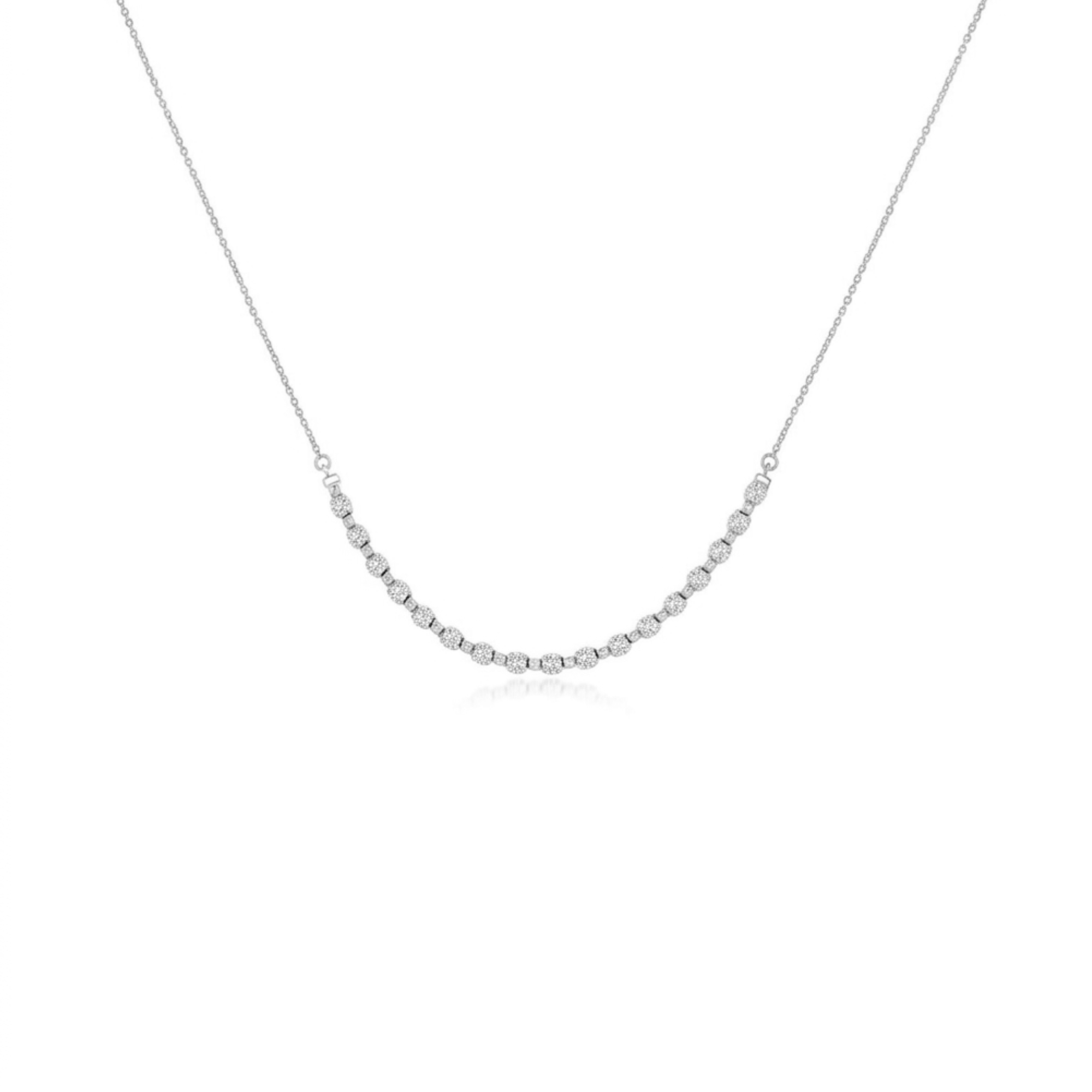 14k White Gold Diamond Alternating Diamond Bar Necklace