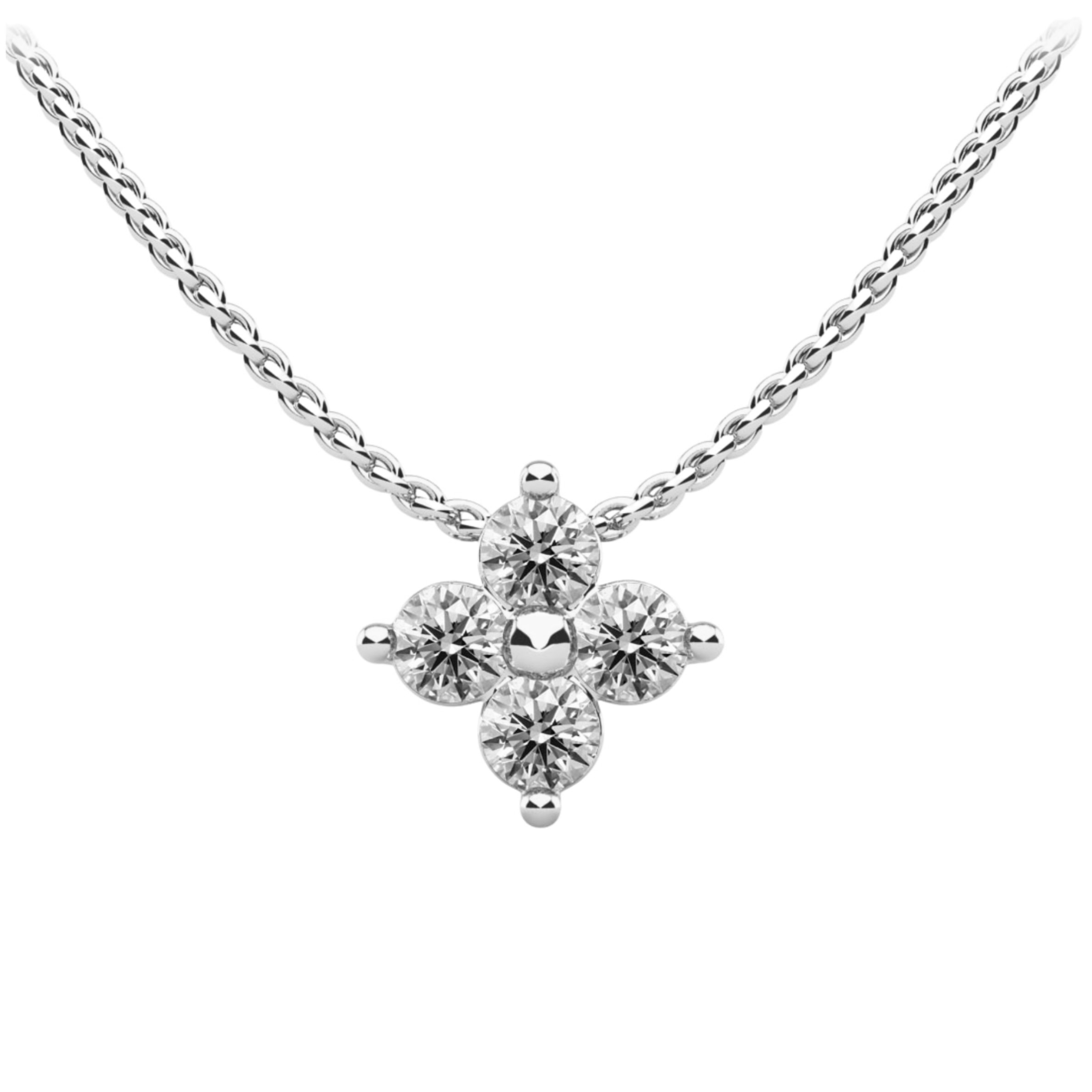 14k White Gold Diamond Cluster Pendant