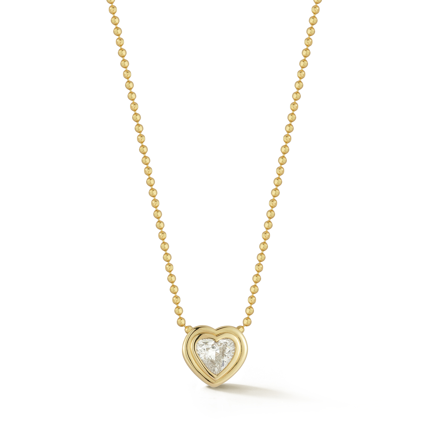 14k Yellow Gold Diamond Bezel Heart Necklace
