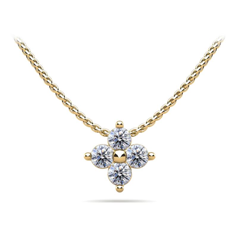 14k Yellow Gold Diamond Cluster Pendant Necklace