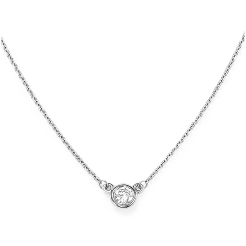 14k White Gold 0.15ctw Diamond Solitaire Necklace