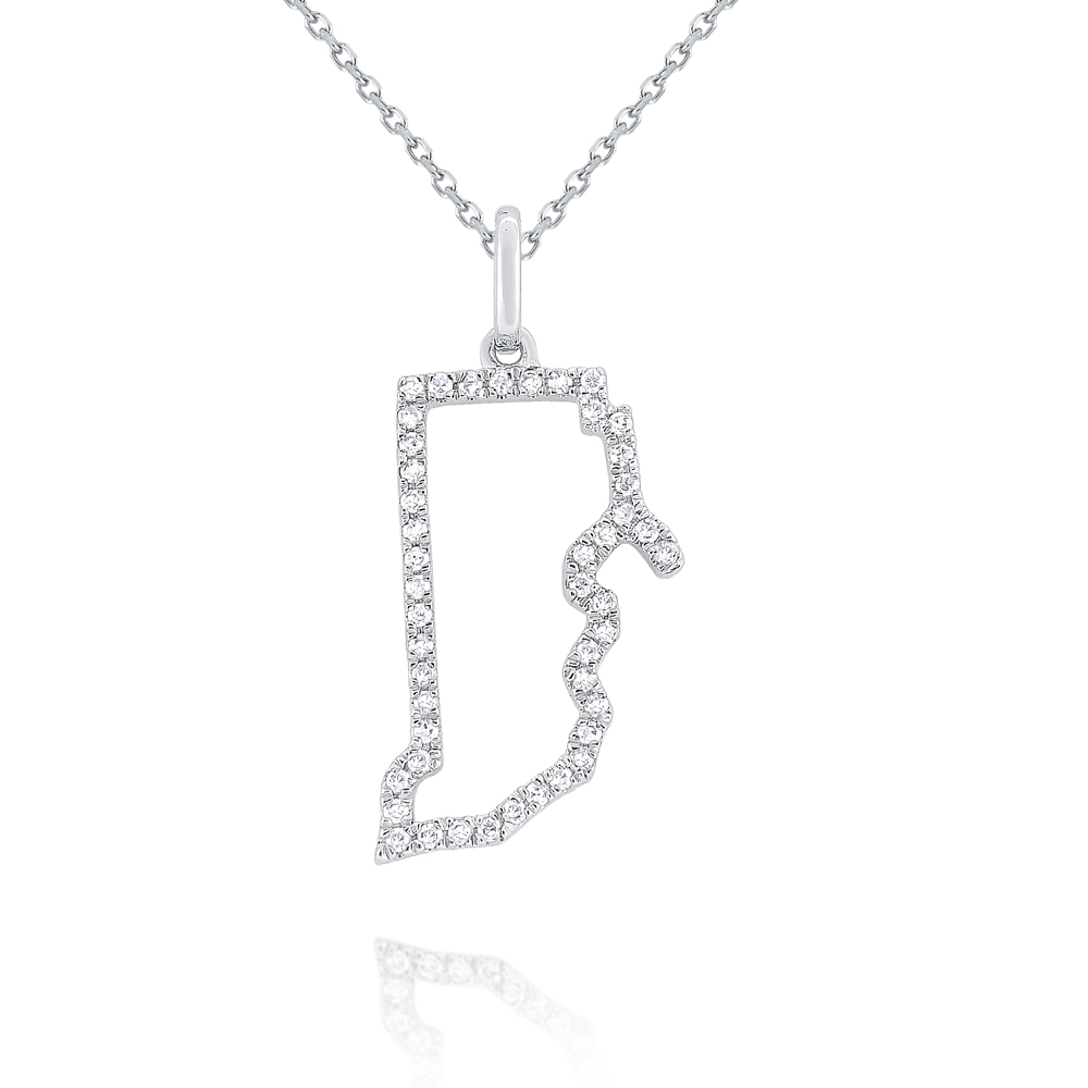 14k White Gold Diamond Rhode Island Necklace