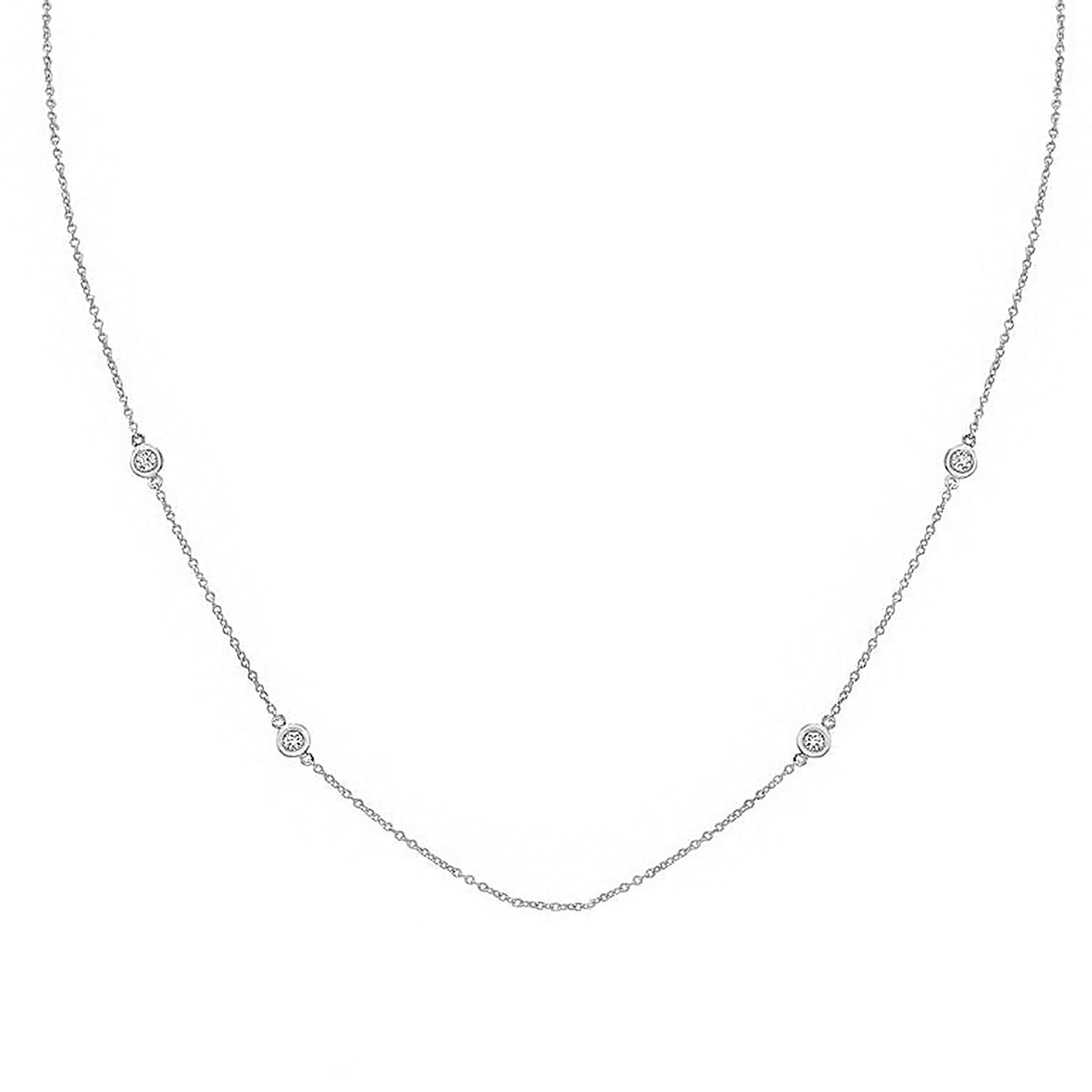 14k White Gold Diamond Station Necklace