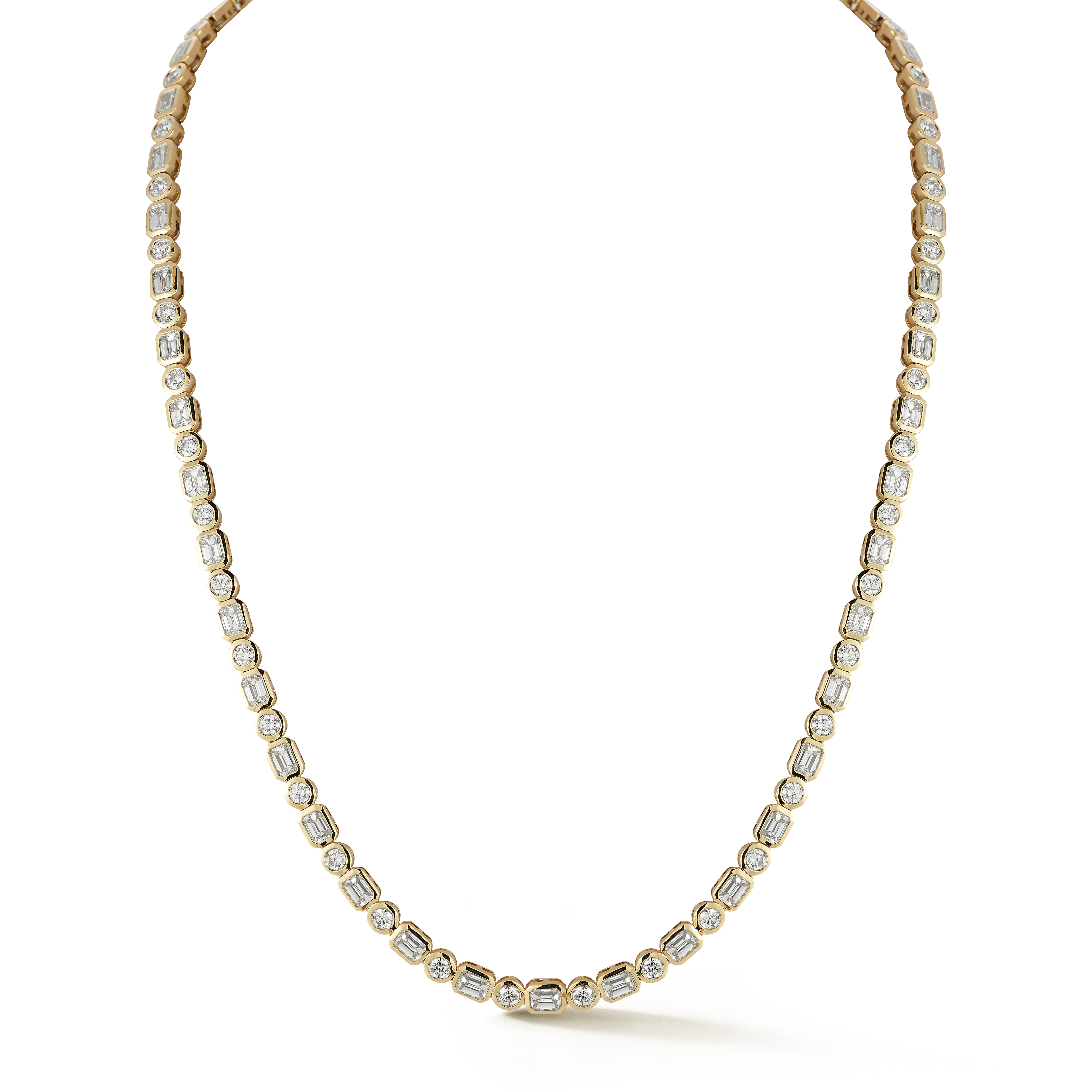 14k Yellow Gold Diamond Bezel Necklace