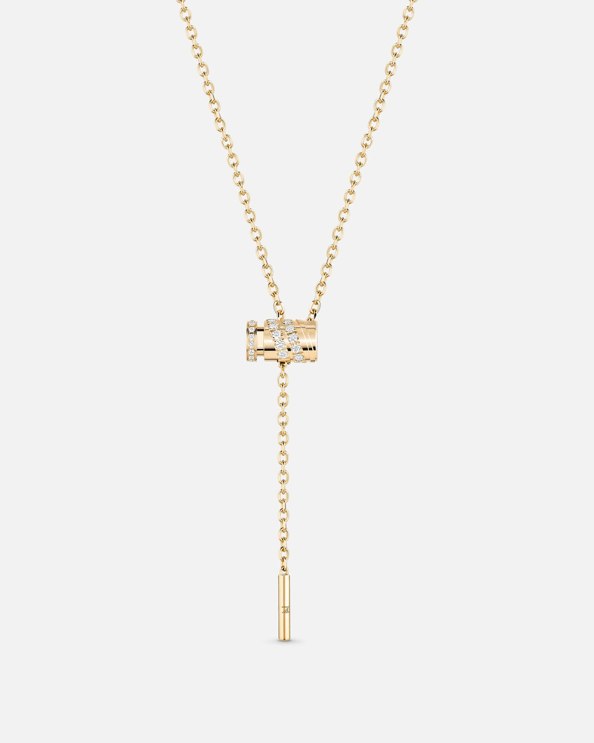 18k Yellow Gold With 0.14ctw Diamonds, Paved Mini Latch Pendant Necklace 17.5