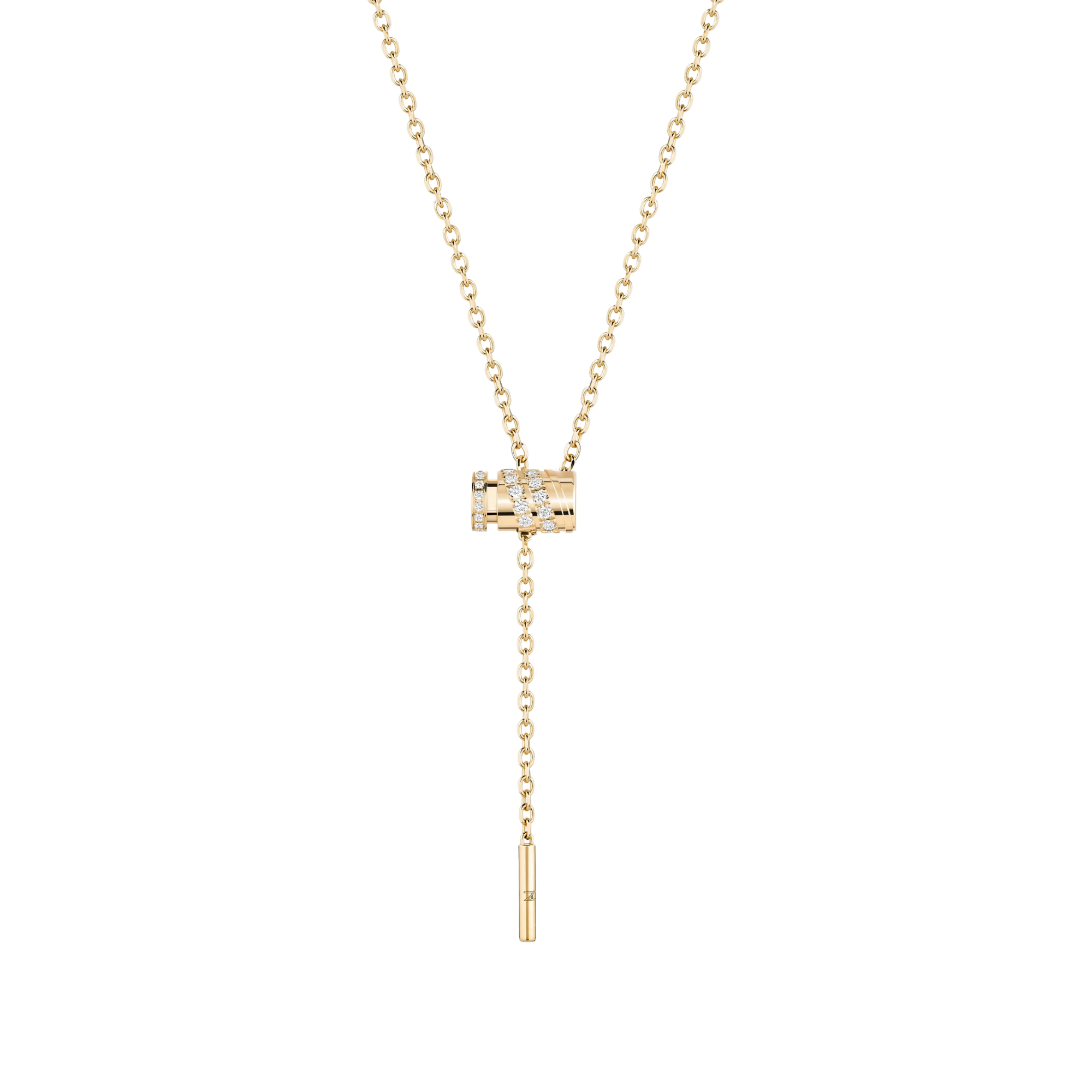 18k Yellow Gold With 0.14ctw Diamonds, Paved Mini Latch Pendant Necklace 17.5