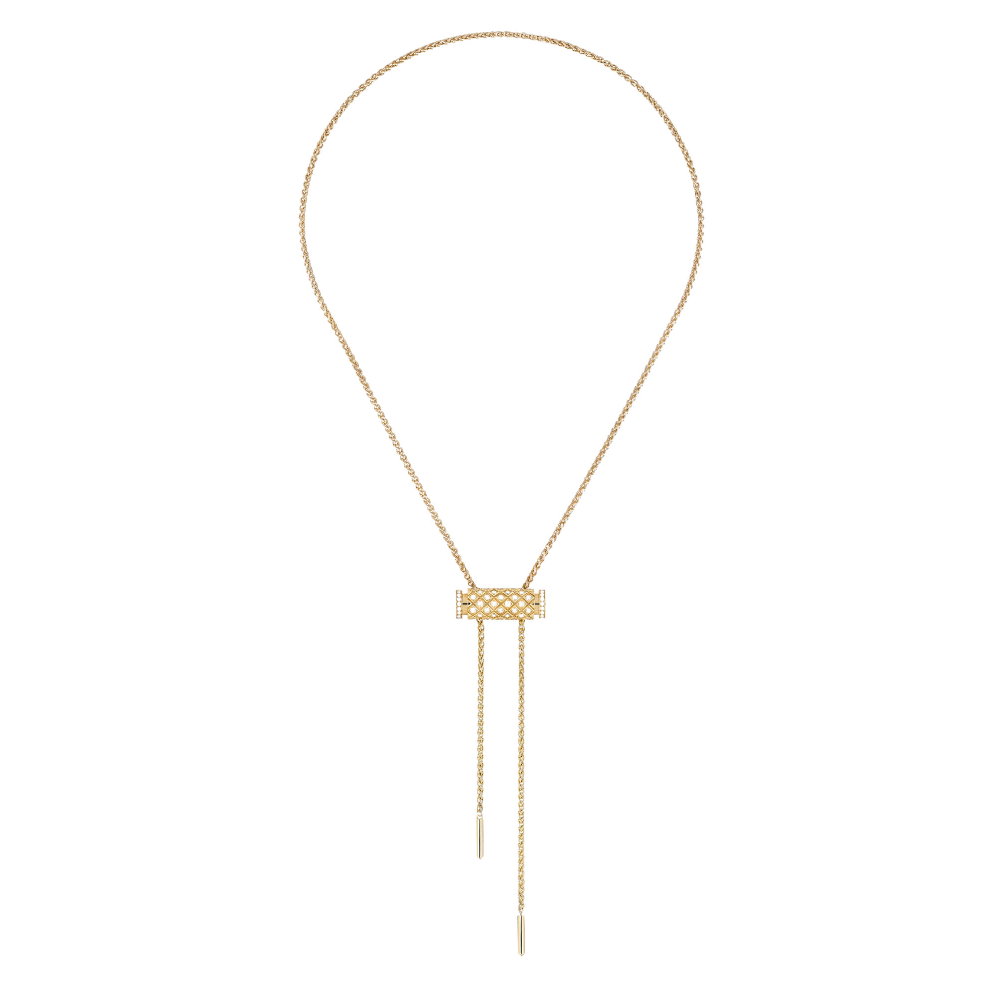 18k Yellow Gold Latch Pave Pendant Necklace