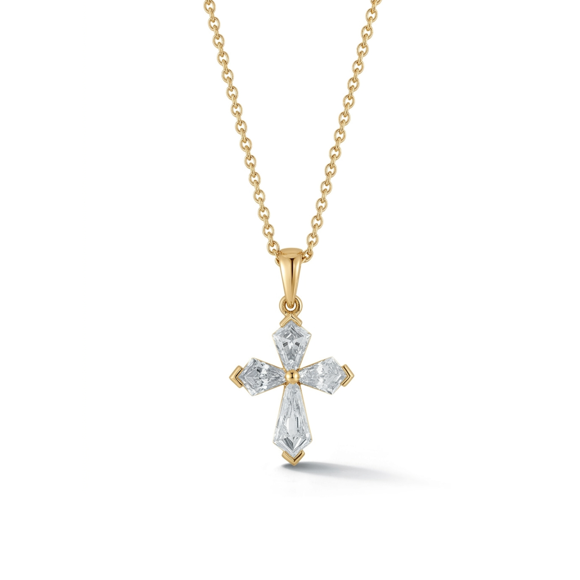 18k Yellow Gold Diamond Shield Cut Necklace