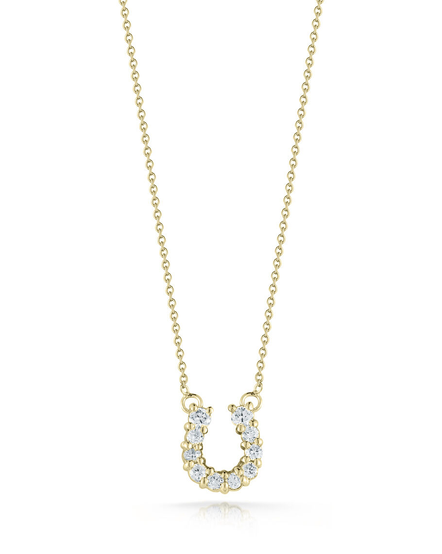 18k Yellow Gold Tiny Treasures Diamond Horseshoe Necklace