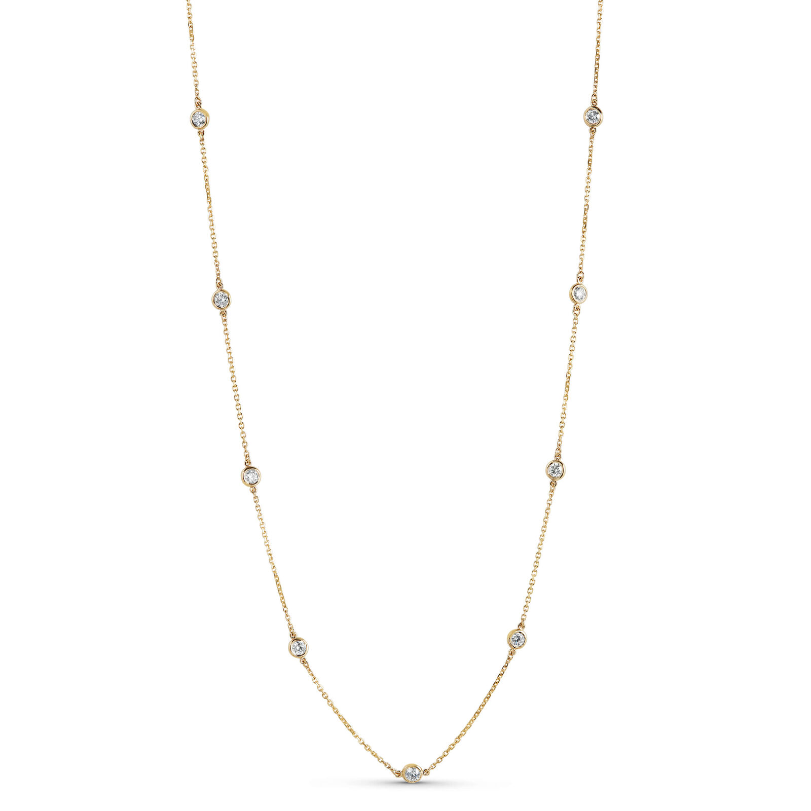 14k Yellow Gold Diamond Station Necklace
