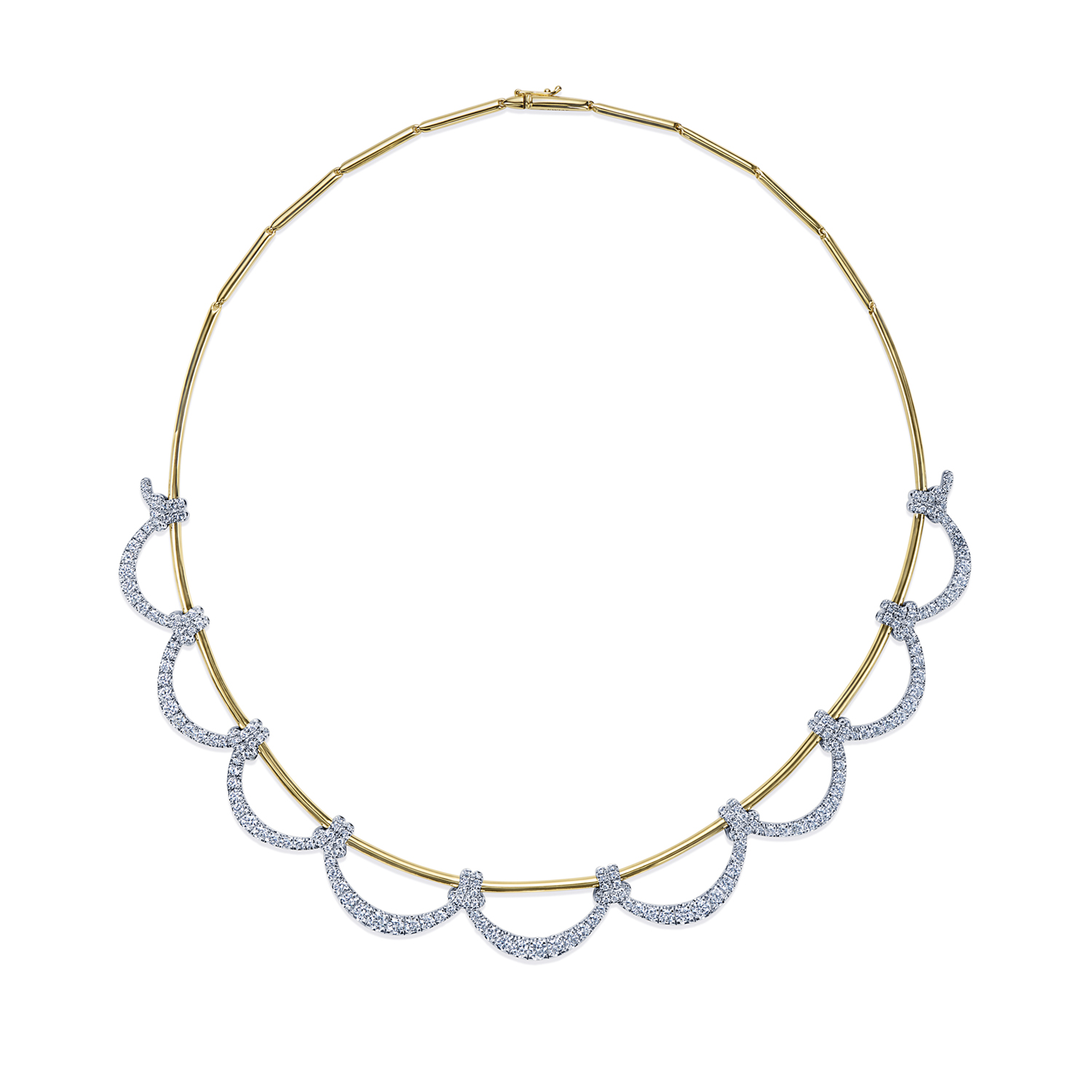 18k Two Tone Entwine Diamond Necklace