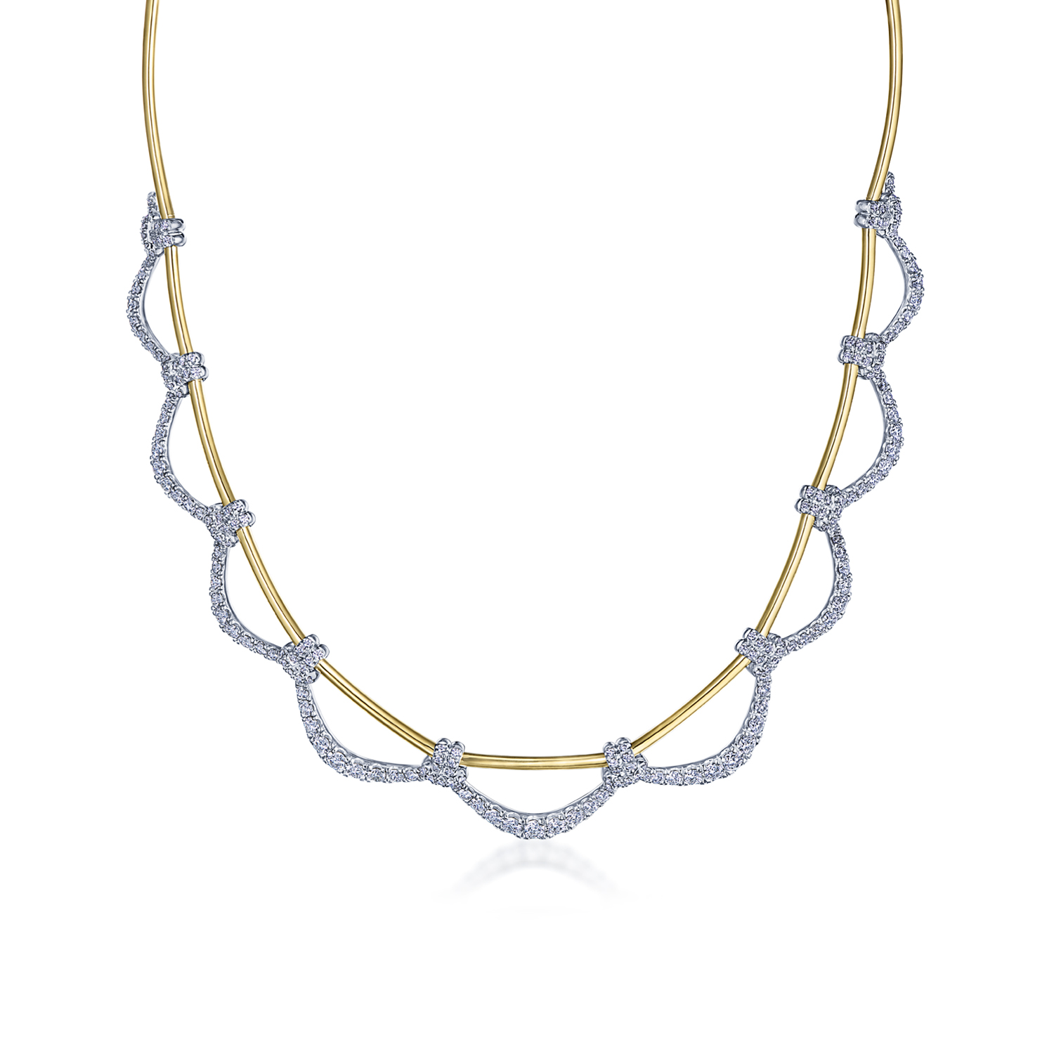 18k Two Tone Entwine Diamond Necklace