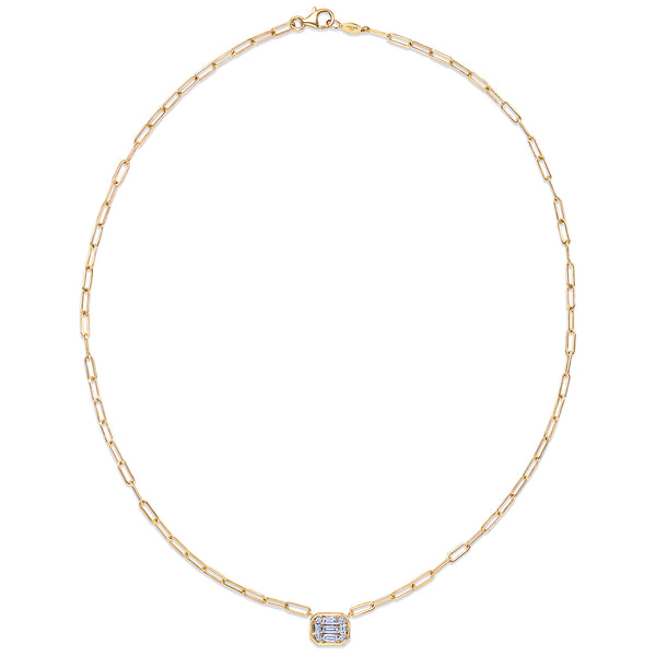 18k Yellow Gold Sunburst Diamond Pendant On A Paperclip Chain Necklace