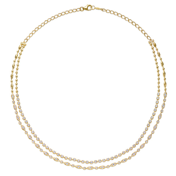 18k Yellow Gold Starry Night Diamond Double Necklace