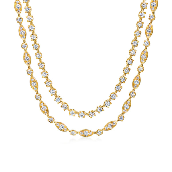 18k Yellow Gold Starry Night Diamond Double Necklace