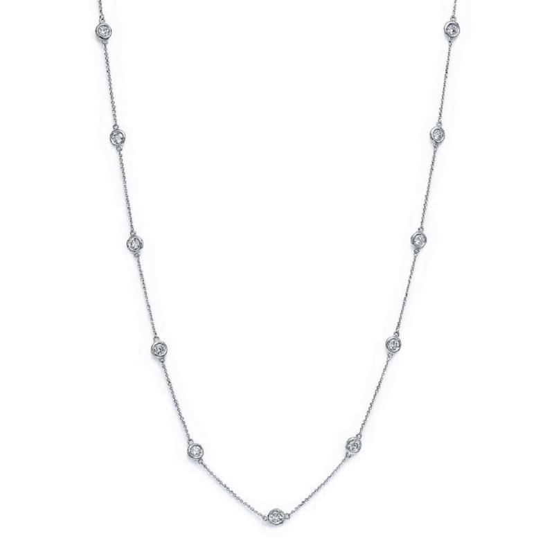 14k White Gold Diamond Station Necklace