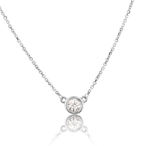 14k White Gold Diamond Station Necklace